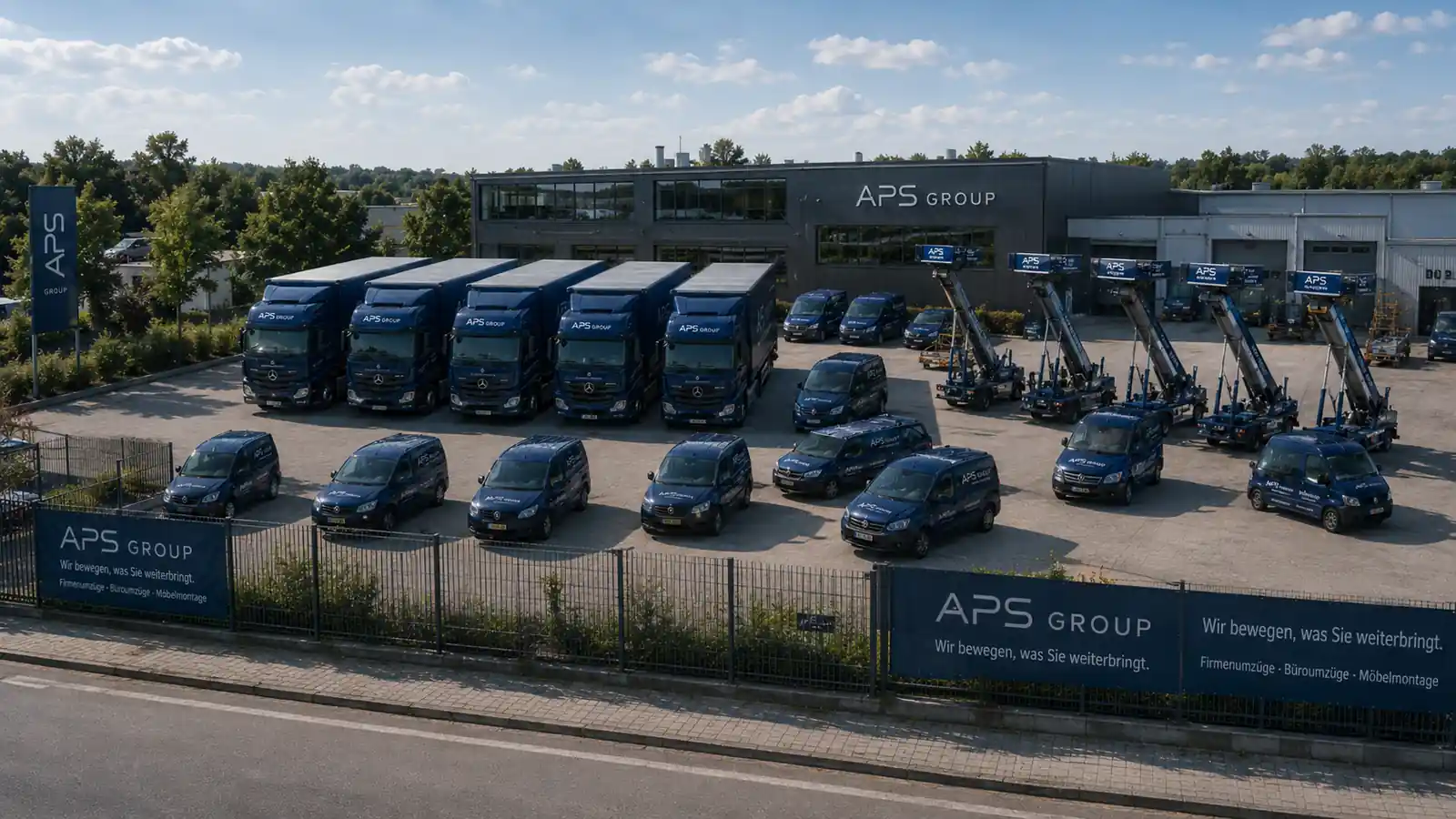 Umzugsunternehmen für Firmenumzug Büroumzug und Möbelmontage mit APS Group Fuhrpark