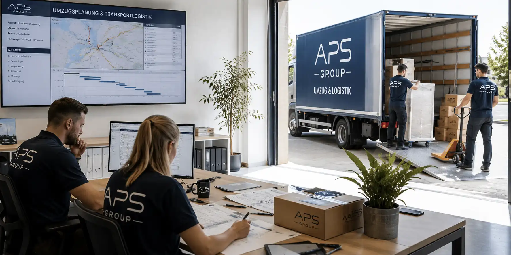 Umzugsplanung und Transportlogistik für einen Firmenumzug